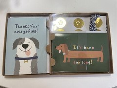 Dog pet stationary set 19 piece notecard envelope paws sticker seal