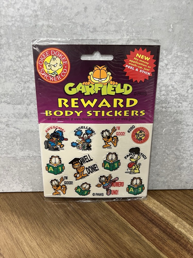 Vintage Okee Dokee Garfield Reward Body Stickers New Old Stock