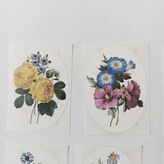 Set of 16 Brier Rose Victorian Flower Stickers – Oval And Circle