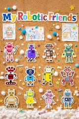 Robot Squad Sticker Set – 16 Piece
