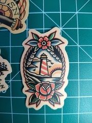 3 Retro Sailor Tattoo 2″ Stickers Navigation Ship Women Anchor Motorcycle Biker