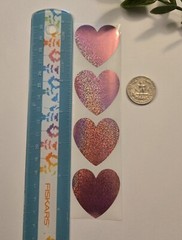 16 PINK HEART STICKERS/VALENTINES STICKERS/LARGE SPARKLE HEART STICKERS