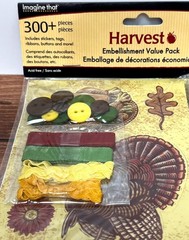 Fall Harvest Embellishment Value Pack Stickers Tags Ribbons buttons Scrapbooking