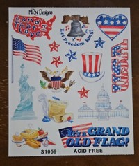 Timeless Treasures Stickers by NRN Design, Patriotic themed, unused