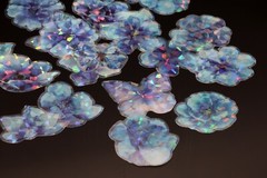 Crystal Flower PET sticker | flower blue butterfly holographic themed PET