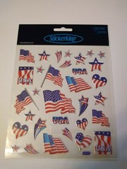 Crafts Stickers Patriotic USA Flags Stars Stripes Red White Blue Hearts USA