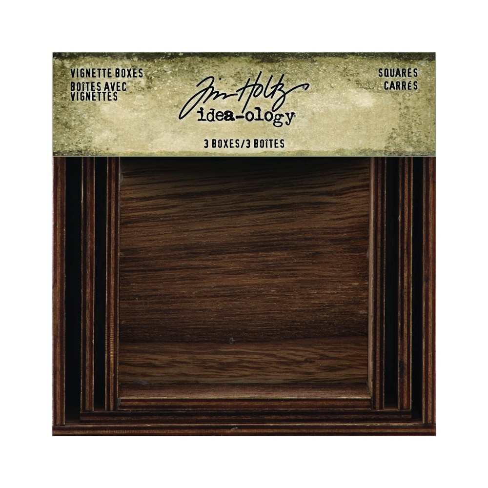 Tim Holtz Boxes Squares Vignette, Brown 5.5″ x 4.75″ x 5.5″,