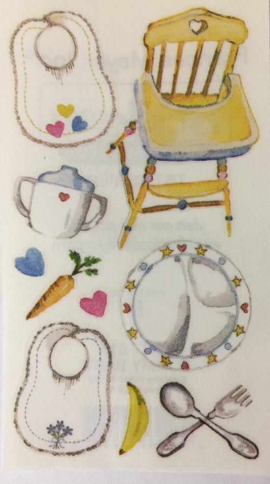 YUMMY BABY Stickers(10pc)Frances Meyer•Highchair•Feeing•Food•Sippy Cup•Bib•Plate