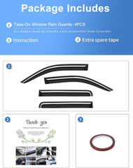 Tape-On Rain Guards Fit for 2005-2021 Nissan Frontier Crew Cab (4 Full-Size Door