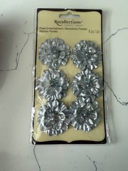 Recollections Signature Silver Floral Embellishments 6PC Scrapbooking Crafts Art