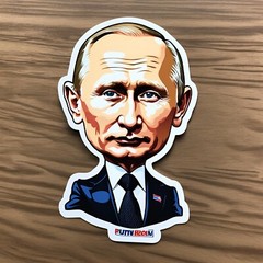Vladimir Putin Russian Leader Bobble Head sticker 3×1” Novelty Sticker