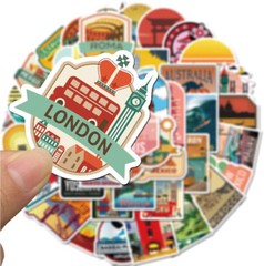 50 Pack Travel around the World Stickers Vinyl Laptop Stickers Waterproof Travel