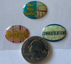 HAPPY BIRTHDAY Epoxy Oval Bubble Phrase Stickers(5pc)Li’l Davis•Cake Time•Party