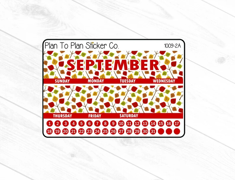 1009-2A~~September 7X9 Monthly View Planner Stickers.