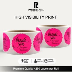 Thank You for Your Business Stickers 2” Starburst Neon Pink | 250 Roll