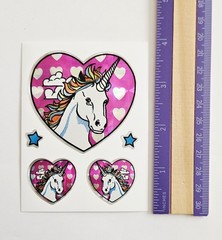 Vtg Unicorn Stickers Prism Pink Hearts Vending