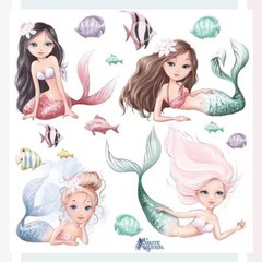 Violette Stickers – Mermaid Girls – 1 Ocean Fantasy Sticker Sheet – Stationery