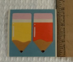 Vintage Hallmark Red & Yellow Pencils Stickers on ~3 x ~3 Inch Sticker