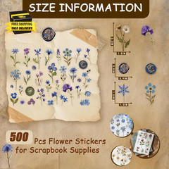 450 Pcs Flower Stickers for Scrapbook Supplies, Dried Pressed Flowers Scrapbook,
