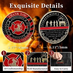 PCS Firefighter Challenge Coin Set Thin Red Line Firefighters Prayer
