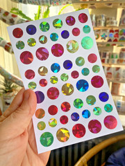Lot Of 3 Prismatic Rainbow Circle Dot Sticker Sheets: Perfect for Planners!