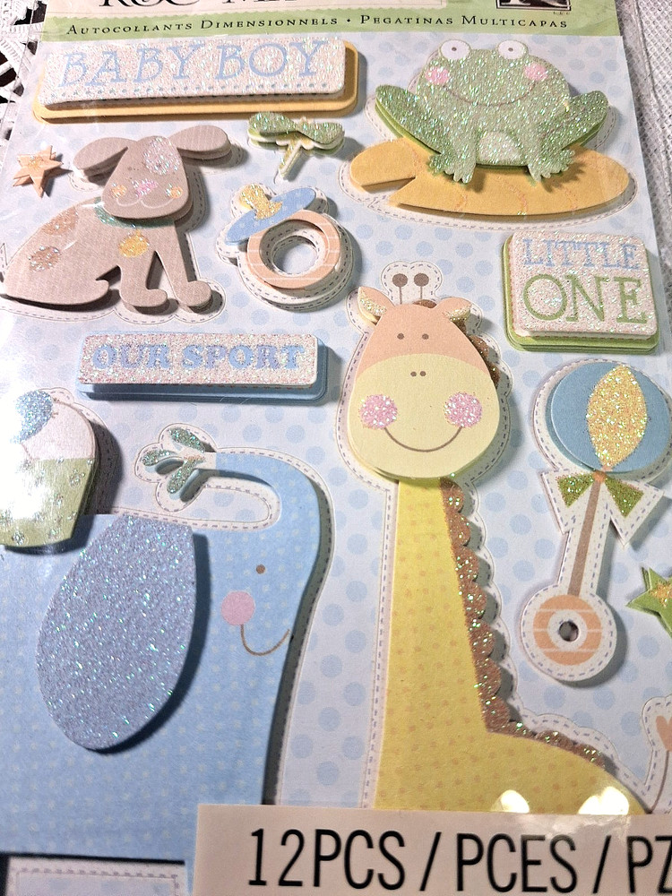 K&Company Animal Tales Baby BOY Grand Adhesions Stickers 12 pc/pastel