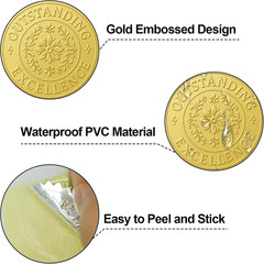 2 Inch Gold Foil Certificate Seals–120 Pcs Embossed Seals Stickers for Awards