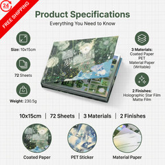 Dreamcore Aesthetic Sticker Book, 72 Sheets Mixed 4 X 3 Inches, Shallow Dream