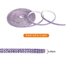 0.2 Inch Self Adhesive Rhinestone Strips 3 Yard for Crafts,Violet