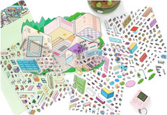 2 Set Large DIY Miniature Landscape Sticker Set 9.7 X 7 Inch, over 500 Pieces