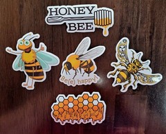 STICKERS x 5 Honey Bee Happy Apiculture Beehive Cartoon Large Sticker BEE6