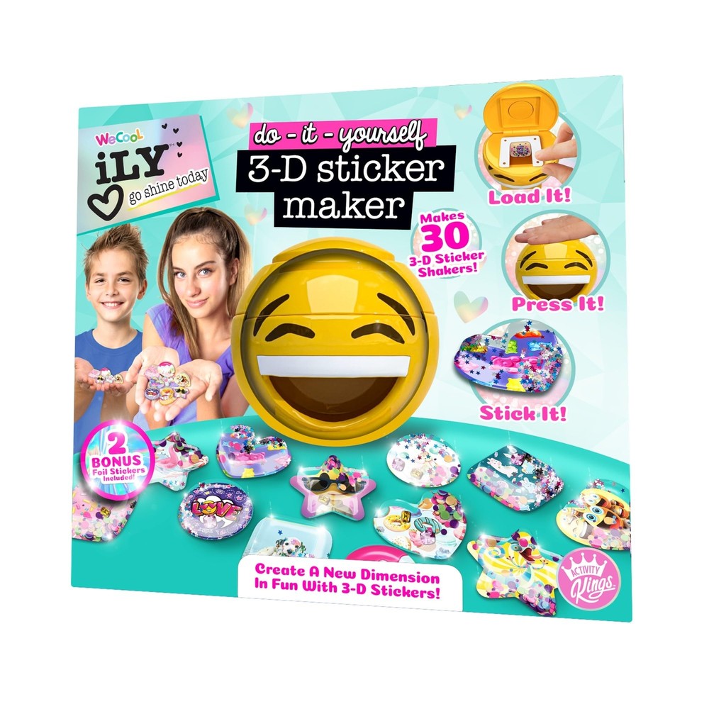 iLY DIY 3D Sticker Maker Craft Kit with Sprinkles Glitter and Gems for Ages 6