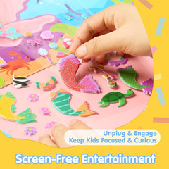 Mermaid Dress Up Reusable 3D Sticker Book for Toddlers Kids 3 4 5 Travel GiftToy