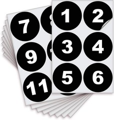 Black Consecutive Number Stickers – 1 to 50, 3-inch, 1 Set – Vinyl Self Adhes…