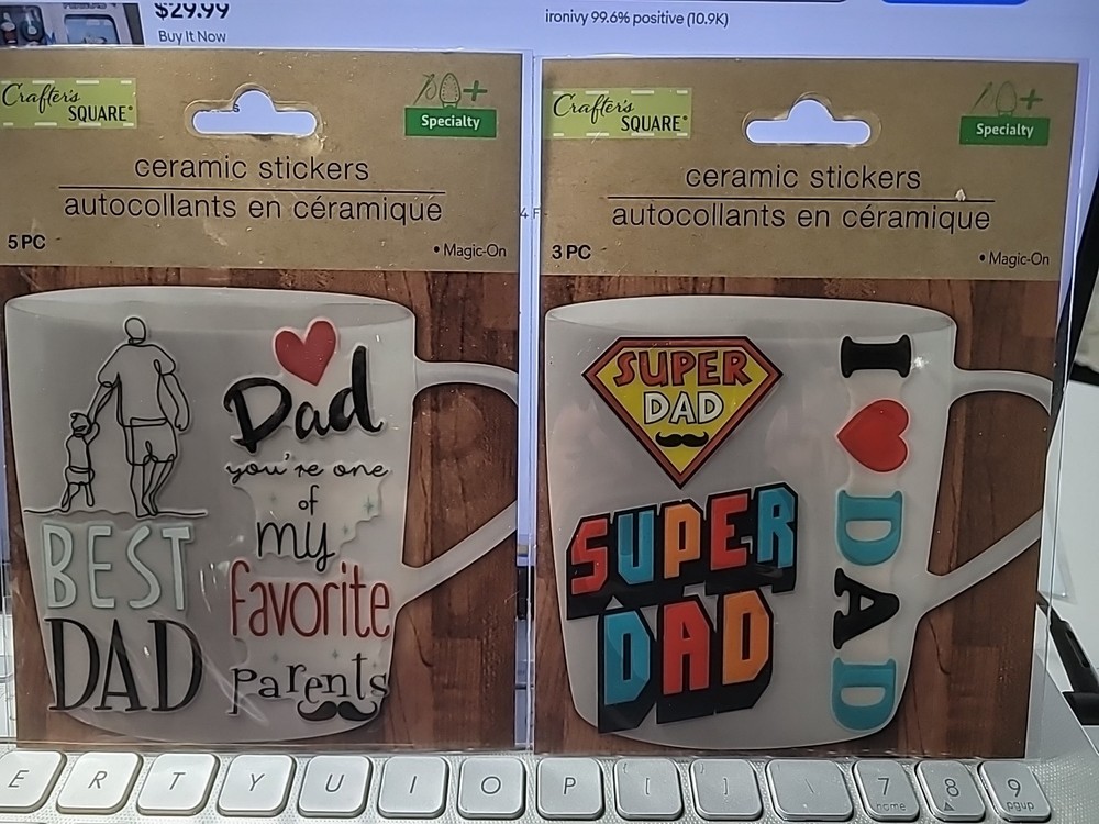 Crafters Square Ceramic Stickers Dad Father’s Day Totao 8 Pieces New