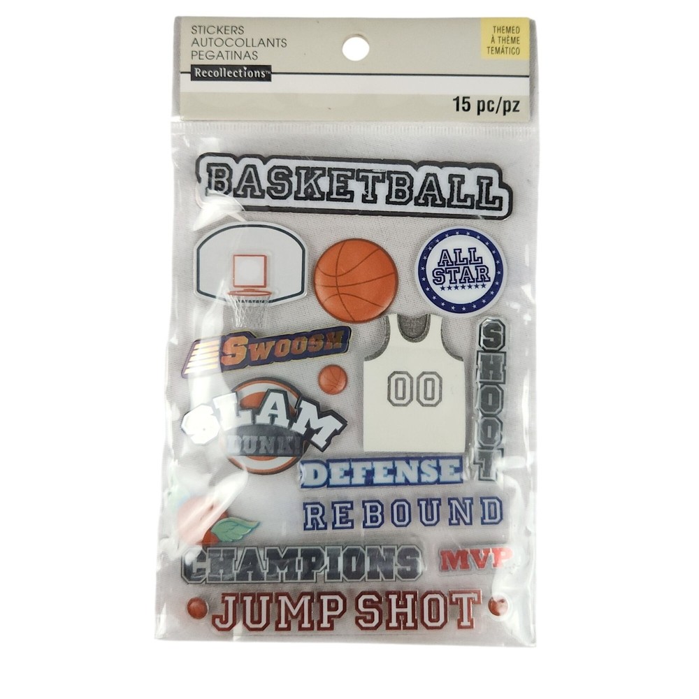 Recollections Basketball-Themed Stickers Set 15 Pieces 211805 NIP