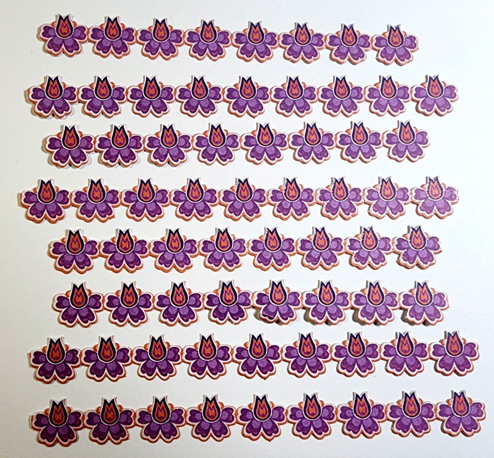 K&Company Boho Purple Flaming Flower 8pc Cardstock Stickers Glitter Scrapbook