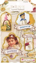 Bo Bunny Layered Chipboard Stickers, Banner Year 7 Piece- 6 Pack