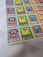 Vintage Retro 90s Lick N Stick Stamp Stickers Full Sheet Rewards Funny Monsters