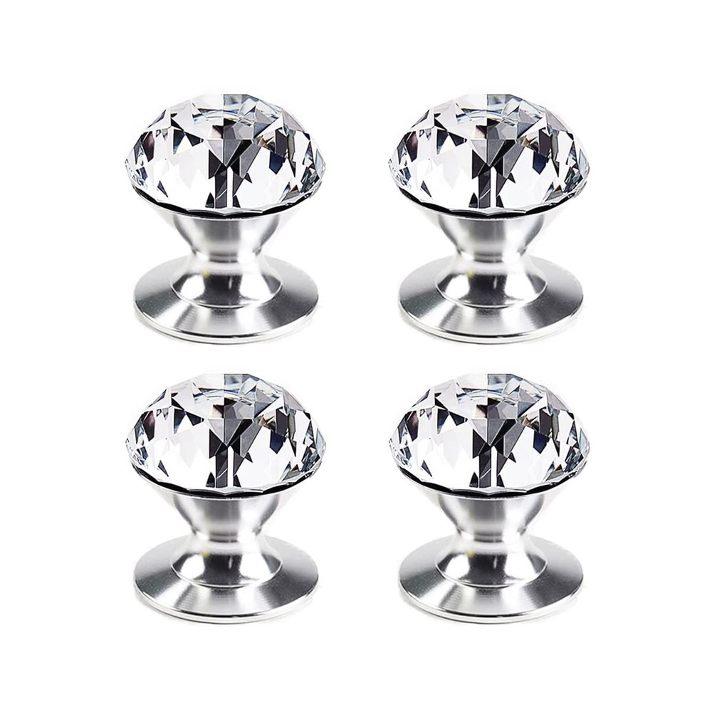 4 Pcs Crystal Self Stick Knobs Aluminum Self Adhesive Handle Pull Stick On Ha…