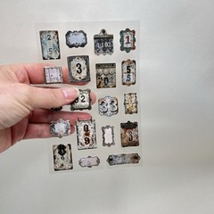 Rustic Number Plaque Stickers Thick Card Blue Collage Junk Journal Scrapbooking