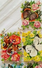 PZB Vintage Diecut Butterflies Flowers #1352 Crafting Paper From Germany