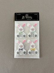 3D “Easter Bunny” Stickers-Sheet Is 4” X 6”, Each Bunny Is: 1 3/4” X 2 1/2”, New