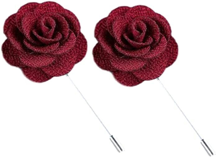 1 Claret Lapel Flower Stick Brooch Pin Boutonniere for Suit Tuxedo Corsage