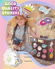 Water Bottle Stickers for Kids, 100 PCS Waterproof Cute Fun Vinyl Stickers Pack