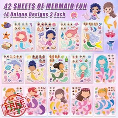 Cosomia 42 Sheets Mermaid Stickers Make Your Own Kids Travel Book