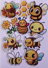 SET #4 ~ 10 Cute Bumble Bee Stickers Glossy Junk Journal Supplies Scrapbooks