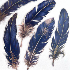 Large Black Feather Stickers Gold Foil Junk Journal Collage Scrapbooking