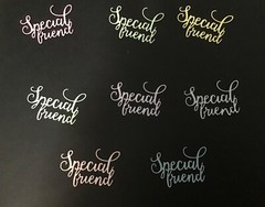 «Special Friend» word die cut embellishments Choose Color 6 pcs 1-1/2″ x 2-1/4″