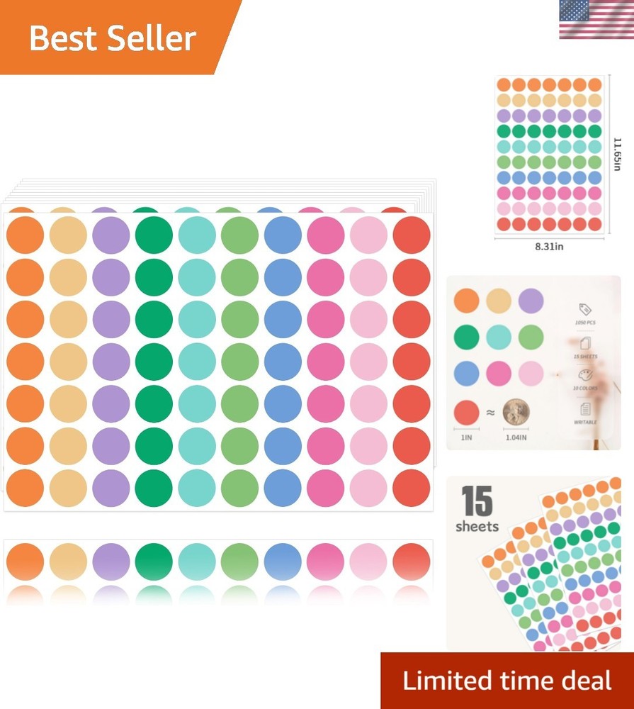 1″ Colored Dot Stickers 1050 PCS Circle Round Stickers Colored Coding Labels …